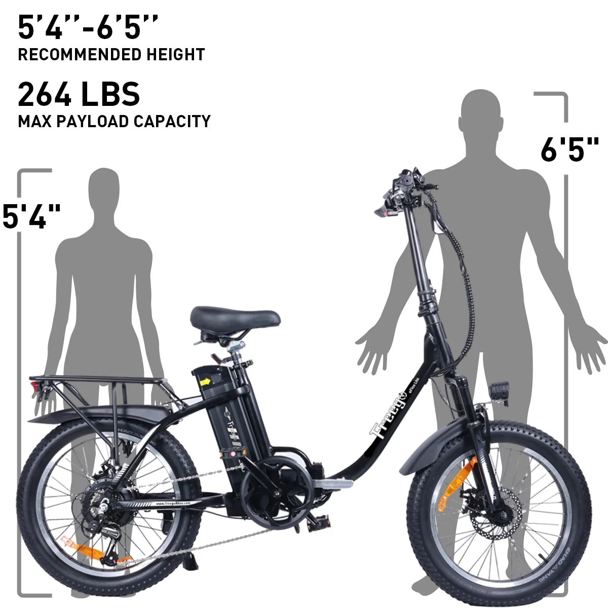 Freego Folding Electric Bike for Adults, 800W Brushless Motor, 28mph Top Speed/48V/15Ah Removable Battery Up to 50Miles, B20B 7 Speed Gears, 20" x 3" Fat Tire Ebike