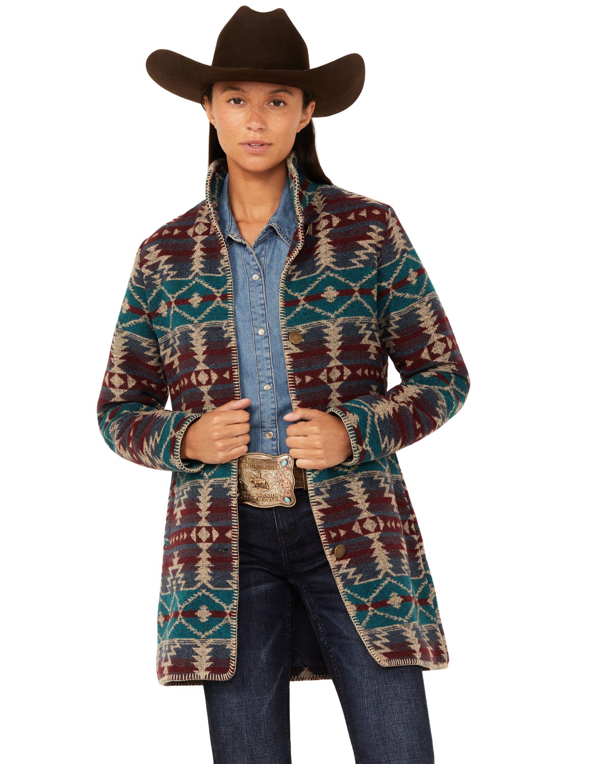 Outback Trading Co Women's Southwestern Print Moree Jacket Burgundy Large  US