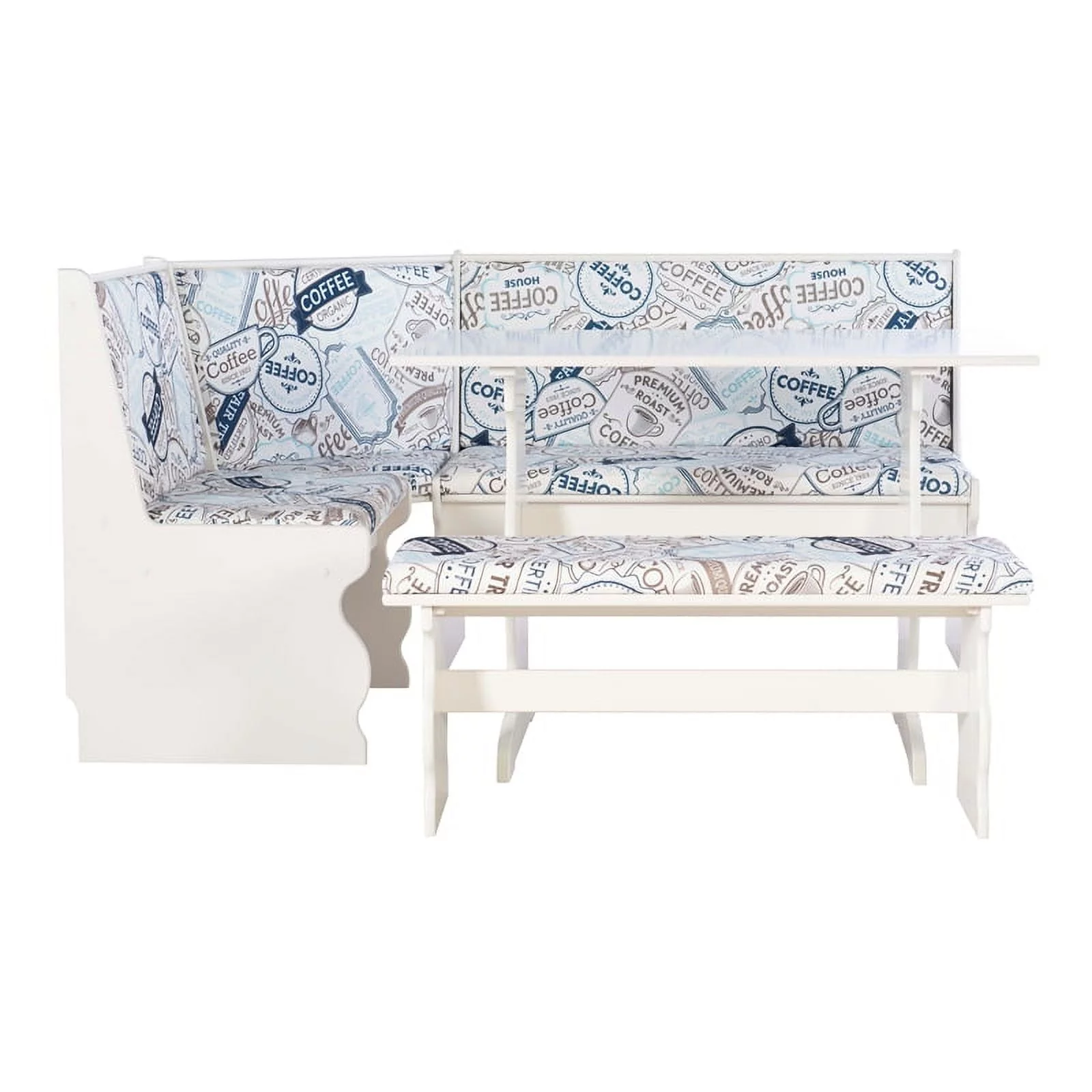 Linon Natasha Wood Corner Nook Dining Set in White