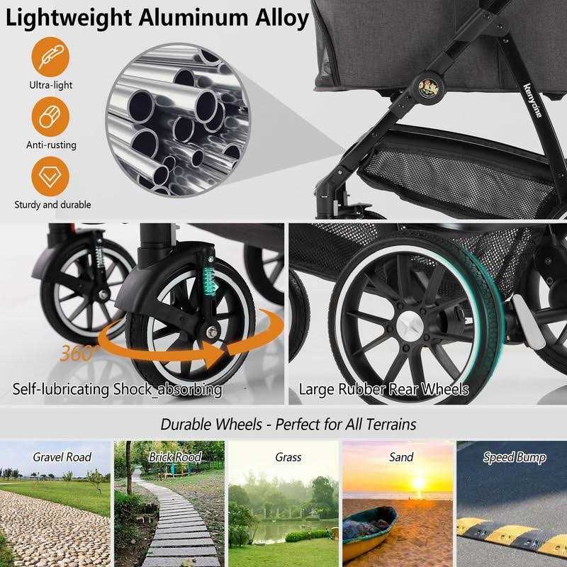 Kenyone Pet Stroller 3 in 1 Dog Stroller for Medium Small Size Dogs - Pet Supplies online store