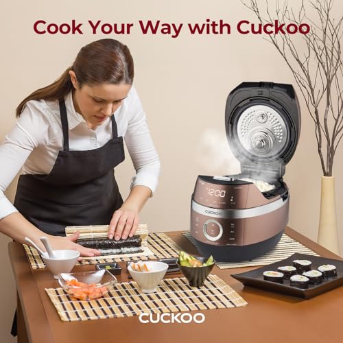 CUCKOO CRP-JHR0609F | 6-Cup (Uncooked) Induction Heating Pressure Rice Cooker | 13 Menu Options, Auto-Clean, Voice Guide, Made in Korea | Copper