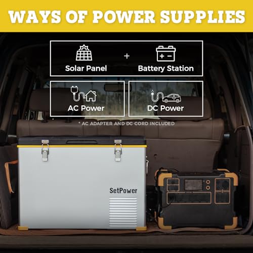 SetPower RV Single Zone Series Portable Fridge Freezer, 12 Volt Refrigerator, RV Refrigerator, Electric Cooler, Car Refrigerator, Portable Freezer, 3-YEAR Warranty, MAX & MIN Mode, 45L/48 Quart, 0℉-50℉, 12/24V DC, 100-240V AC, Car & Home Use