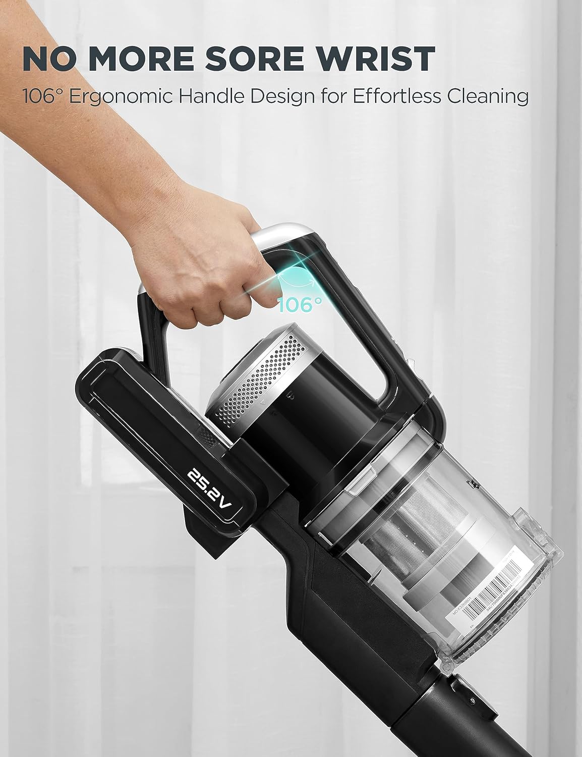 Eureka Cordless Vacuum Cleaner, Stick Vacuum for Home Pet Hair Carpet Hardfloor, Powerful Suction, Dual LED Headlights, 180° Flexible Brush Head, 60 Mins Runtime, Black