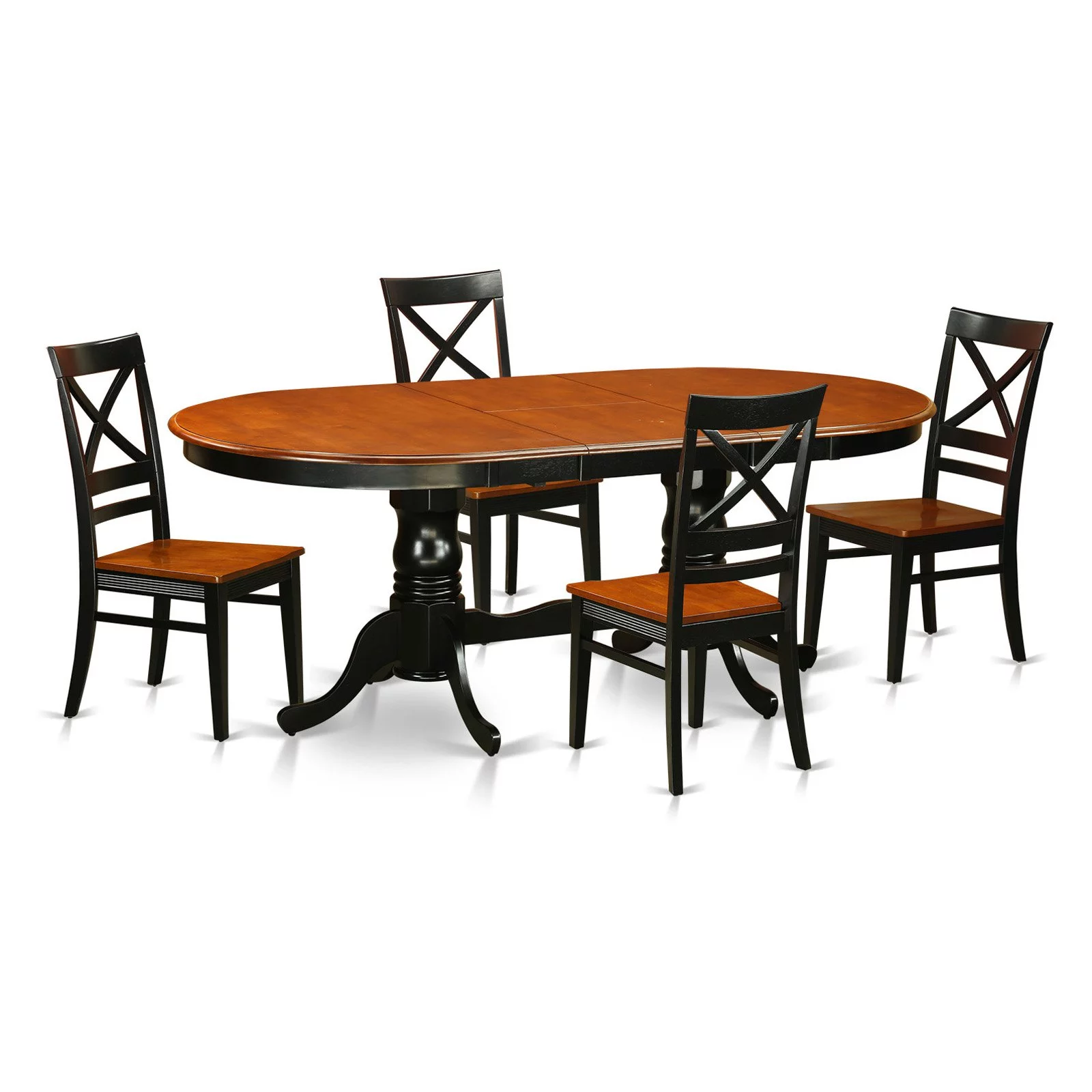 East West Furniture  5 Piece Kitchen Table Set- an Oval Dining Table and 4 Dining Chairs (Finish Options) Black PLQU5-BCH-W Black Finish