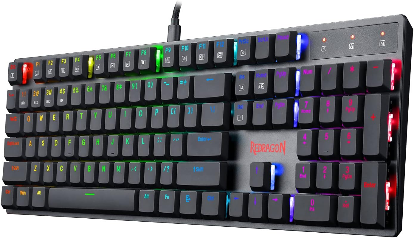 Redragon K535 Wireless, Bluetooth Mechanical Gaming Keyboard, RGB Backlit with Low Profile Blue Switches for Windows Gaming PC Pack of 2