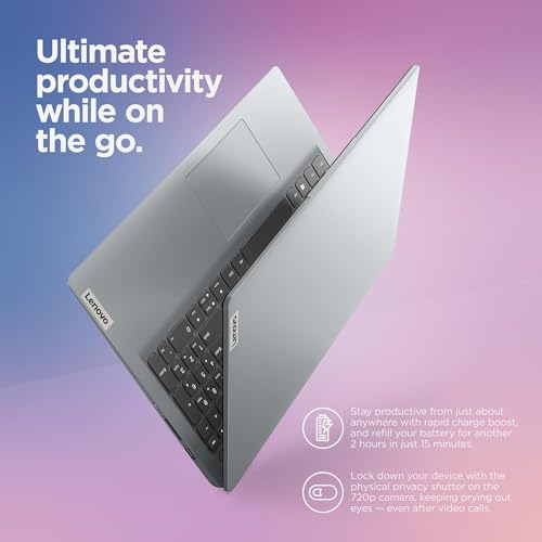 Lenovo IdeaPad 1 Laptop, Intel Celeron N4500, 4GB RAM, 64GB eMMC, 15.6" FHD Display, Windows 11 Home, Wi-Fi 6, Webcam, Bluetooth, SD Card Reader, Grey