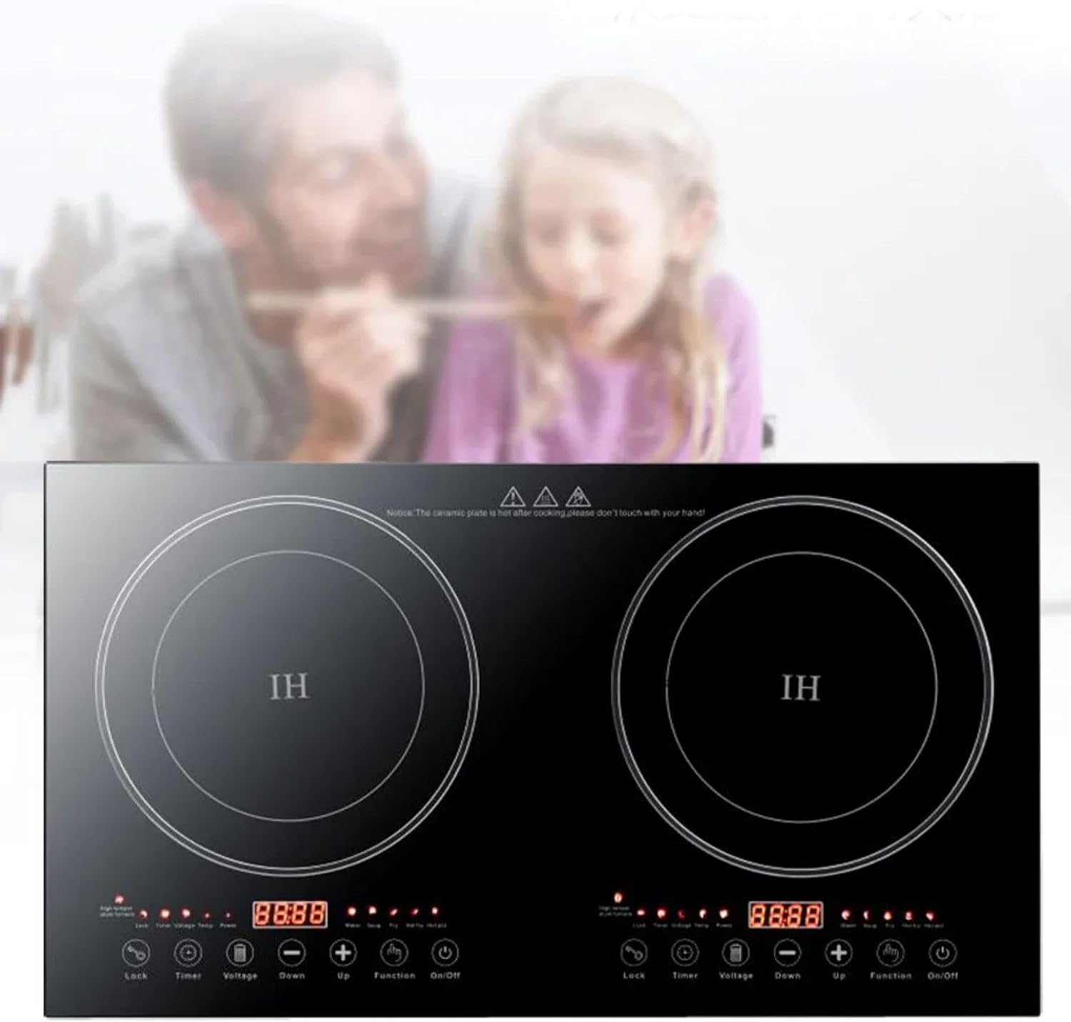 2400W 110V Induction Cooktop, Countertop Burner Double Head Induction Countertop Double Cooktop Range Double Induction Cooktop Portable Induction Cooktop for Kitchen, Rv, Restaurant