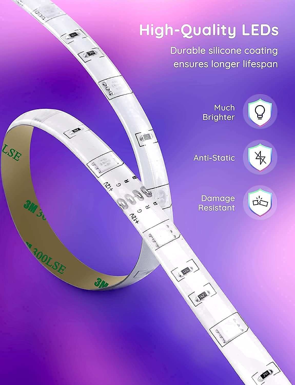 Govee Waterproof WiFi LED Strip Lights, 32.8ft Smart LED Lights Work with Alexa & Google Assistant, 64 Scene Modes, APP Control and Music Sync Lights for Bedroom, Party, TV, Eaves, 2 Rolls of 16.4ft Pack of 2