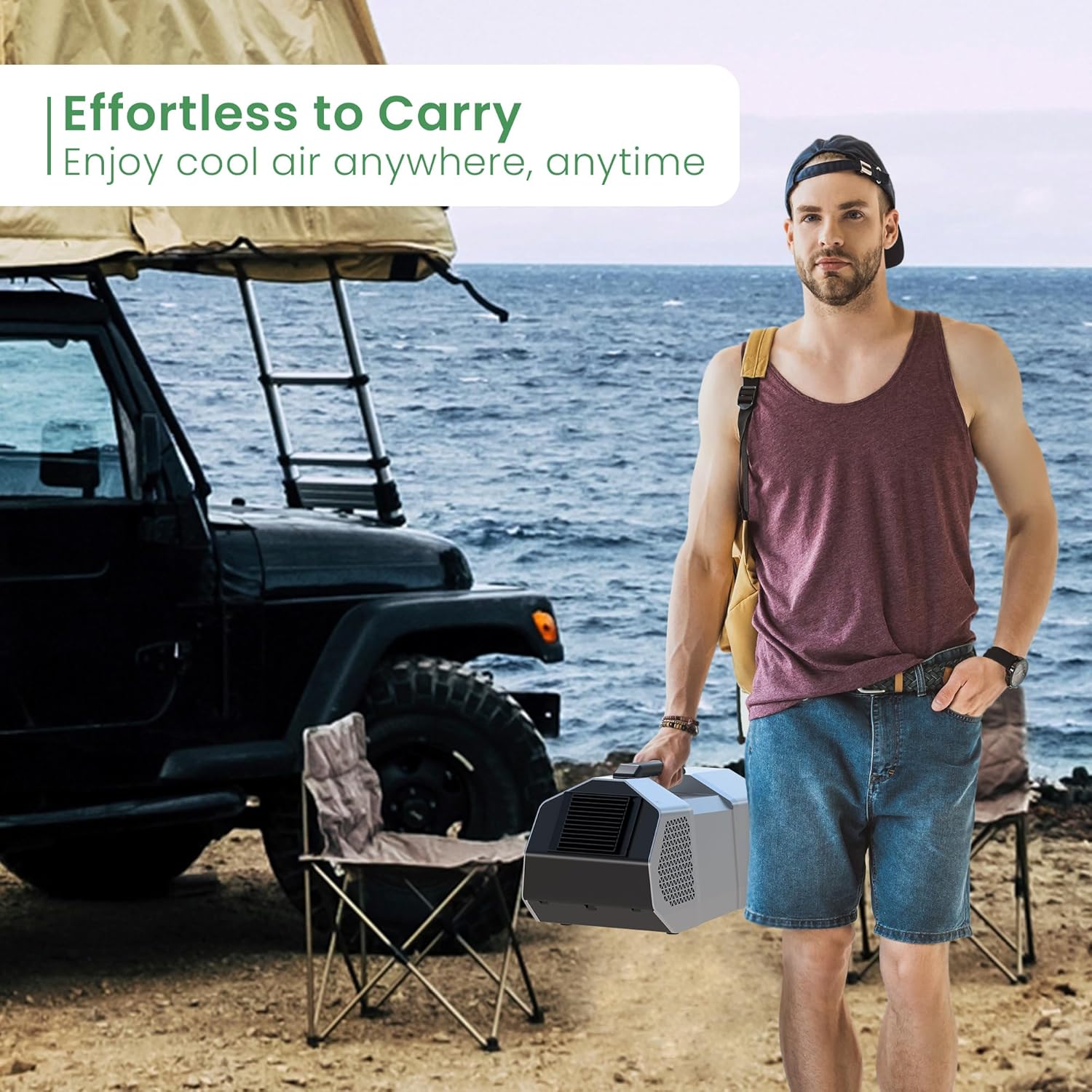 Waykar 1450BTU Portable Air Conditioner - for Tent, RV, Outdoor Event, Compact and Easy to Install, Ideal for Camping, Emergency Use, and as a Portable Indoor and Outdoor Air Conditioner.