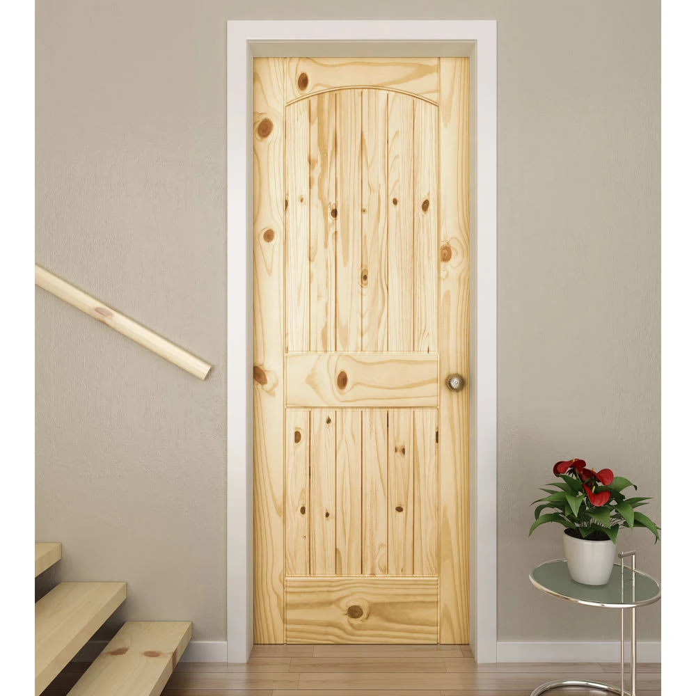 Frameport Paneled Solid Manufactured Wood Unfinished Standard DOOR, Size: 80 inch H x 32 inch W x 1.37 inch D, Beige