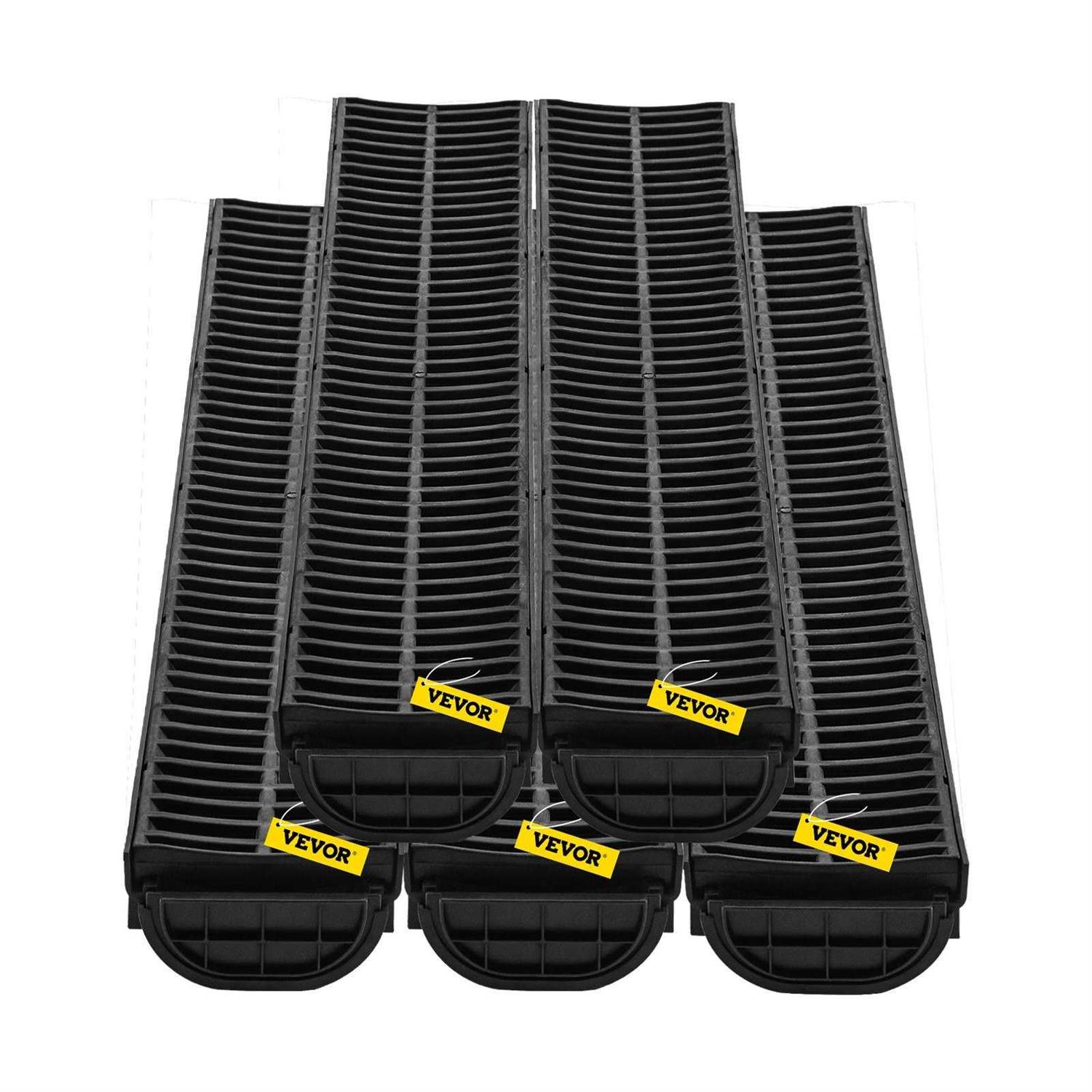VEVOR Trench Drain System Channel Drain with Plastic Grate 5.8x3.1 inch Hdpe Drainage Trench - Shop Hardware Tools Online Store