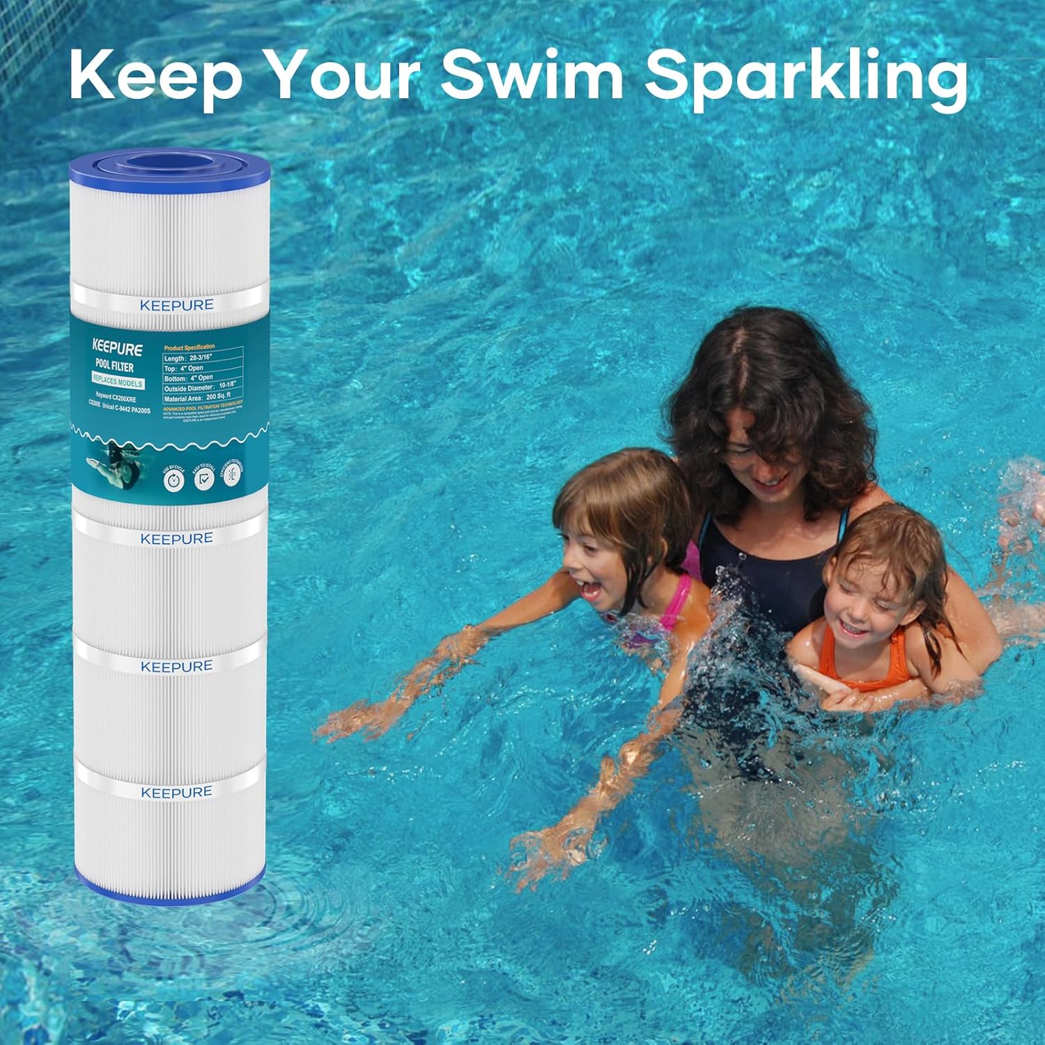 C200S Pool Filter Cartridge Compatible with CS200E, CX200XRE, C-9442, PA200S Pool Filter Cartridge, 200 sq.ft, 1 Pack
