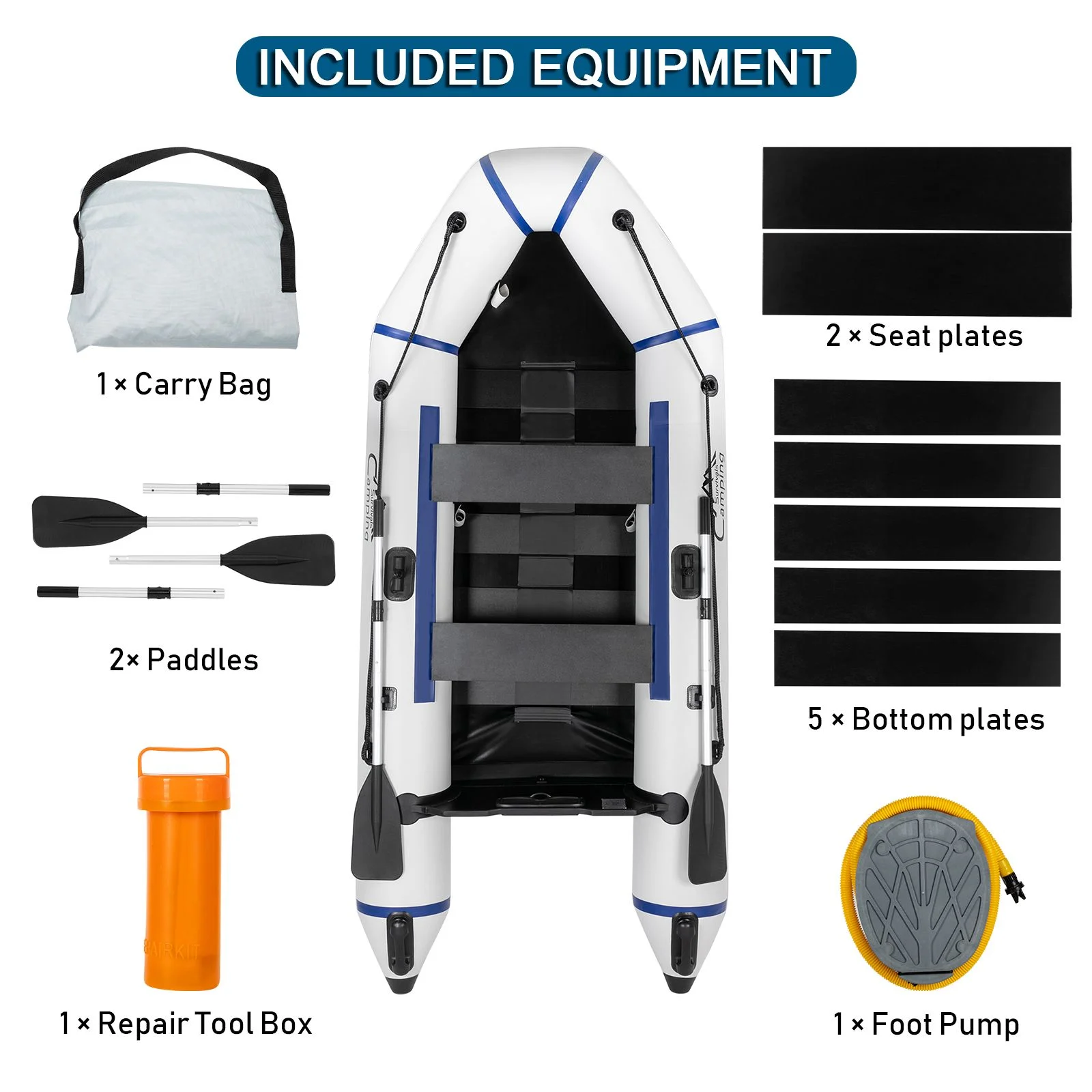 Campingsurvivals 10ft Inflatable Boat, 600 lbs Weight Capacity Rafting Fishing Dinghy Boat, Gray/White