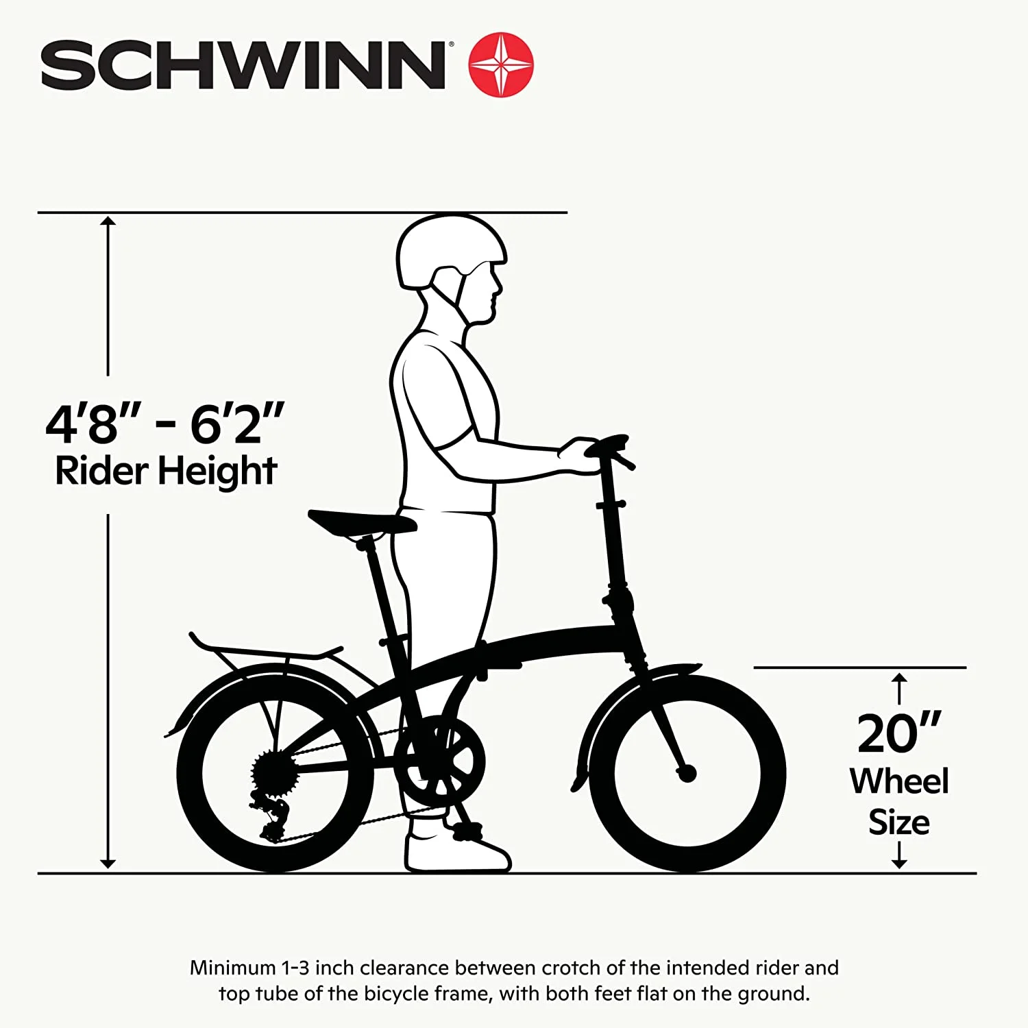 Schwinn Loop Adult Folding Bike, 20 In. Wheels, Rear Carry Rack, White