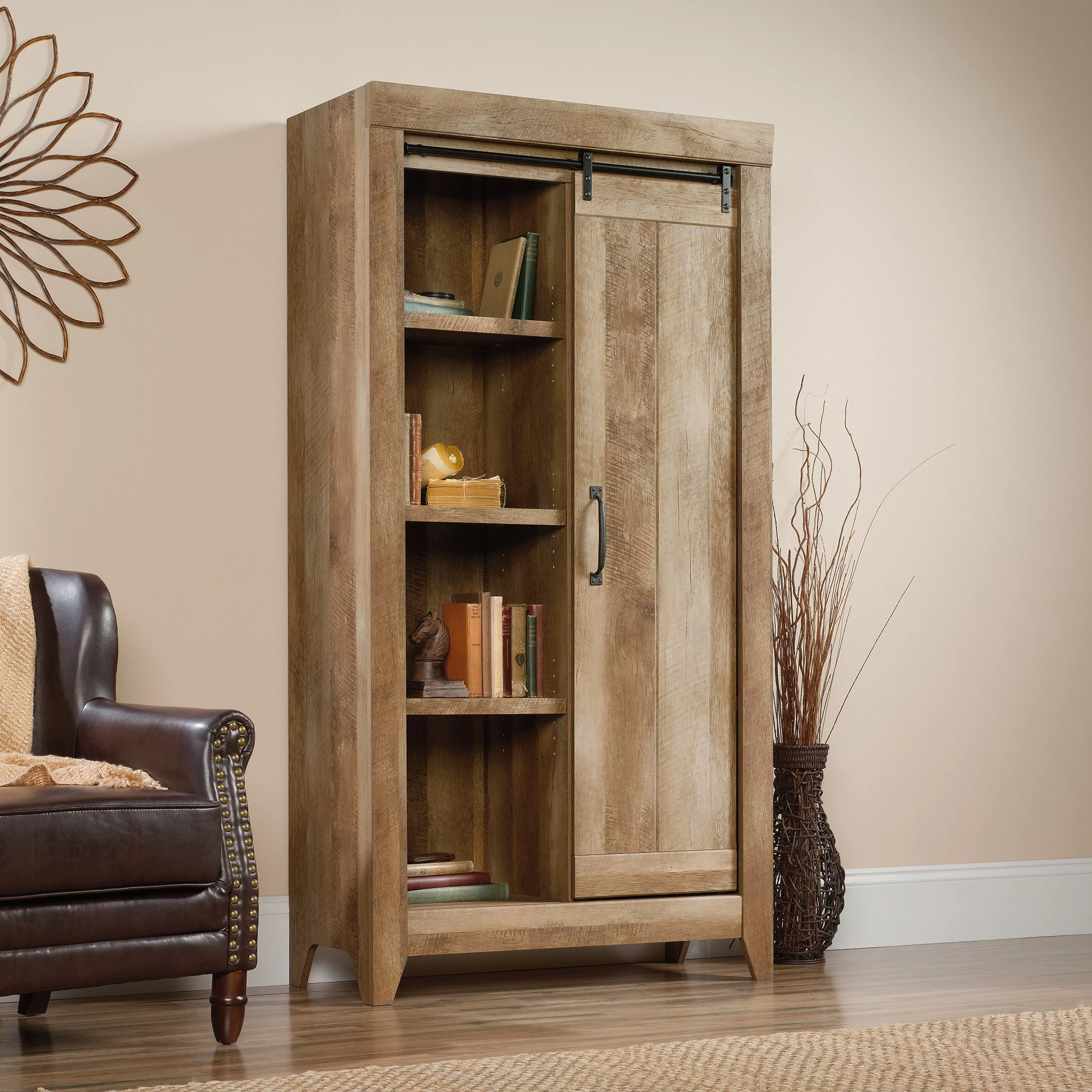 Sauder Adept Storage Cabinet, Craftsman Oak Finish