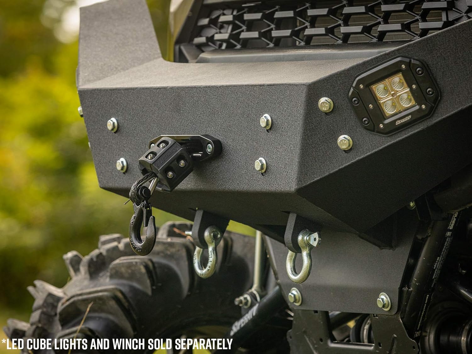 SuperATV Winch-Ready Front Bumper for Polaris Ranger XP 1000 (See Fitment) | Made With Heavy Duty 1/8 Inch Thick Sheet Metal | Black UV-Resistant Powder Coat | Pre-Fit For SuperATV Black Ops Winches
