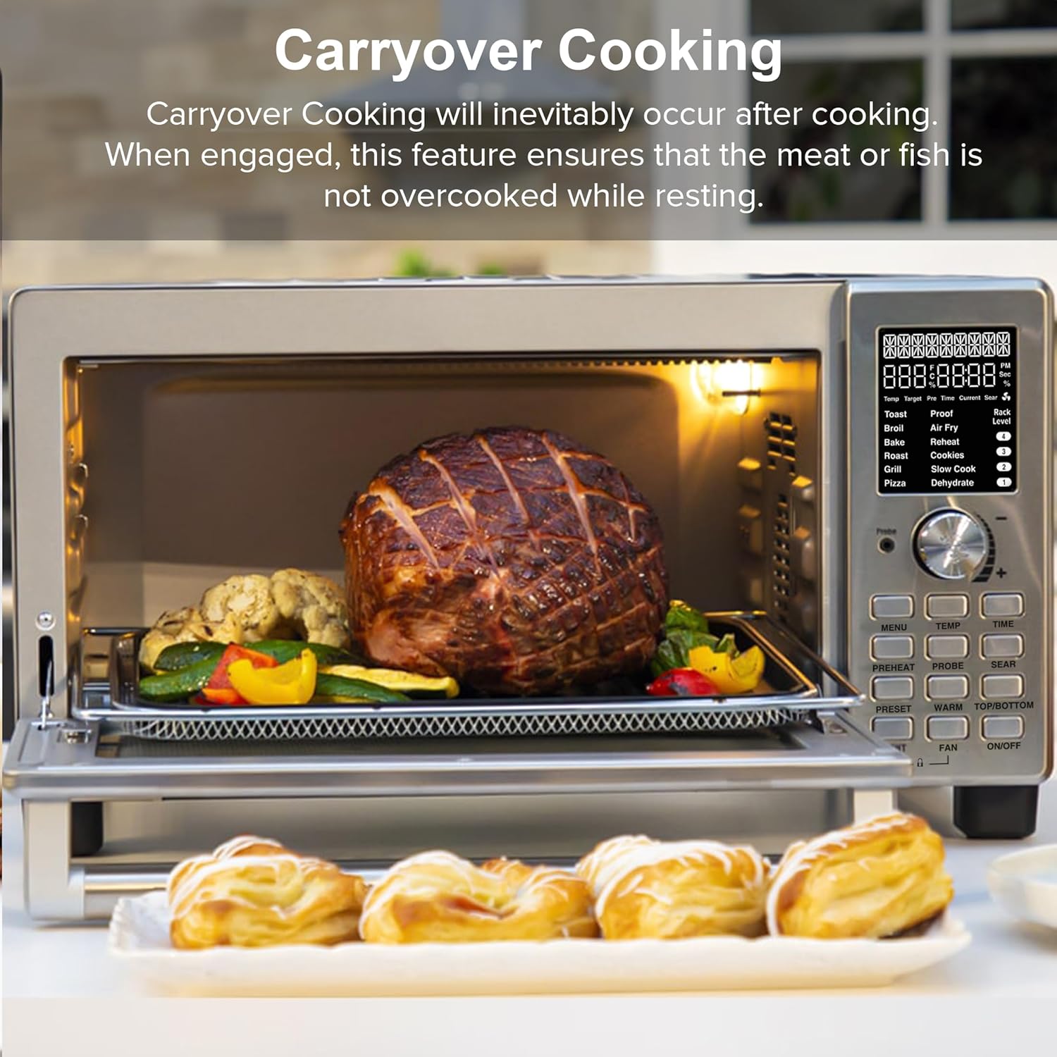 Nuwave Bravo XL Pro Smart Oven with Grill, Quicker & Crispier Results, Improved 100% Super Convection, Multi-Layer Even Cooking, 112 Foolproof Presets, 50-500F, Smart Probe, Stainless Steel, 30QT