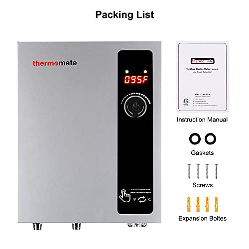 Tankless Water Heater Electric, thermomate On Demand Instant Endless Hot Water Heater, Digital Temperature Display for Residential Whole House Shower…