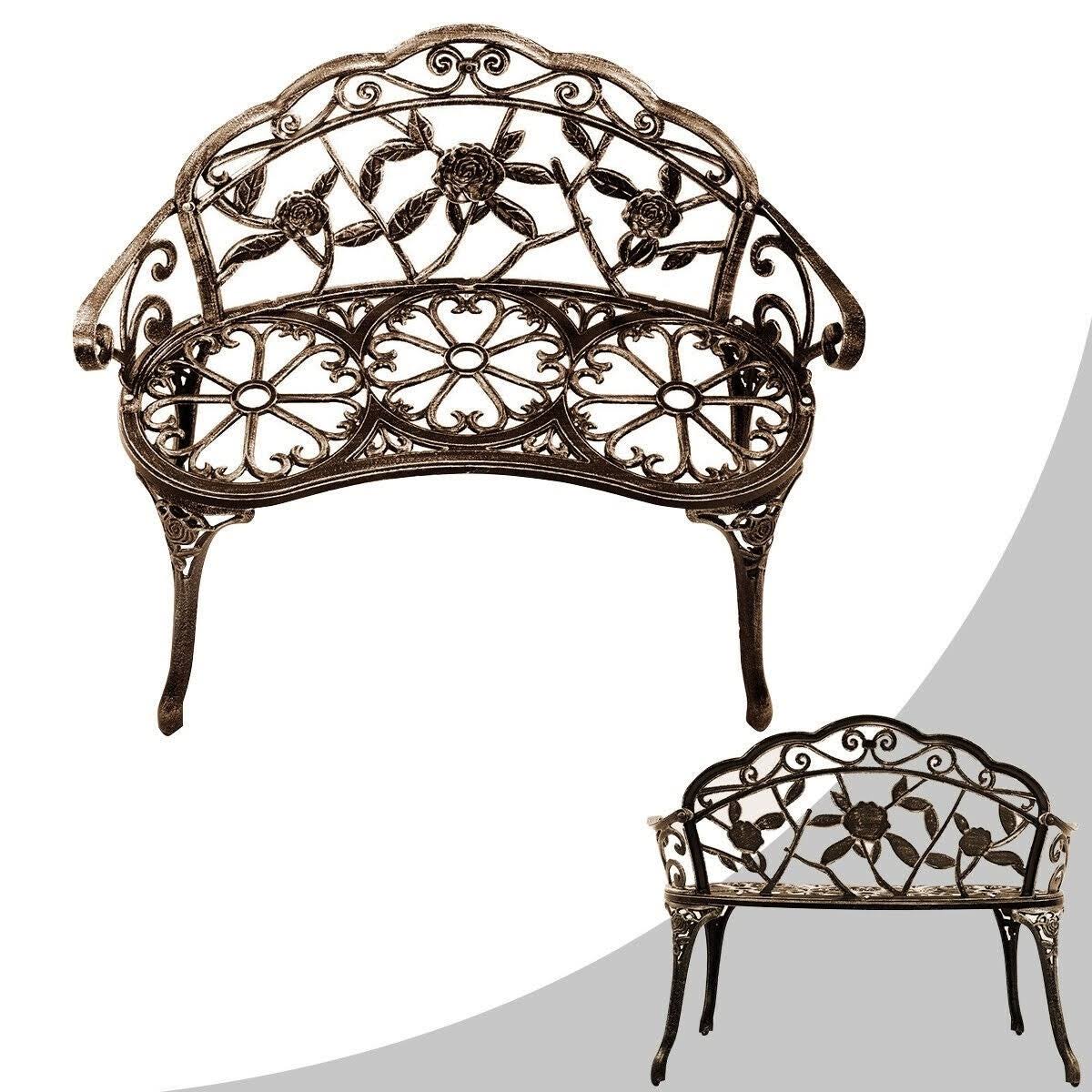 Aluminum Patio Outdoor Garden Bench Chair Loveseat Cast - 39 2/5x22 x 20 4/5x22 x 30 3/5x22 (L x D x H) - Green