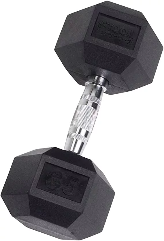 Rubber Coated Hex Dumbbells 55 lb.