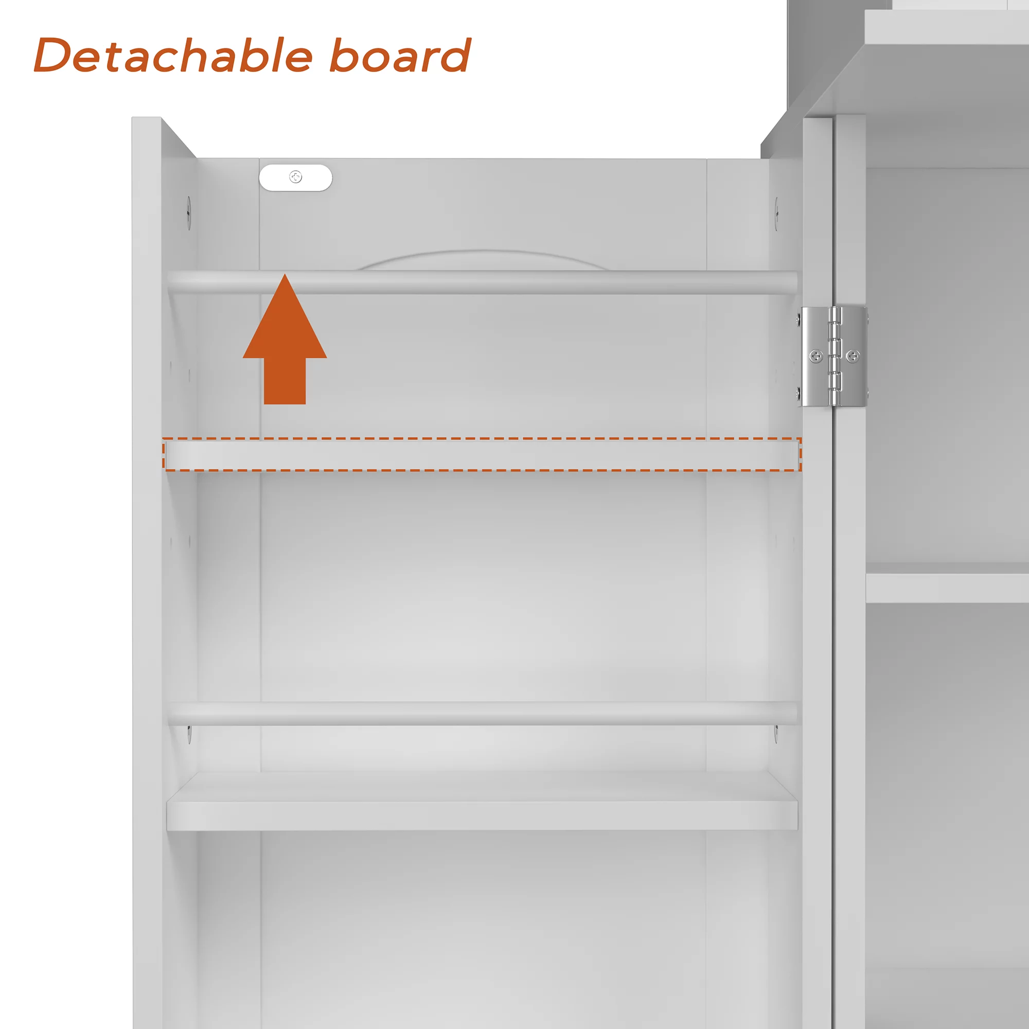 HOMEFORT Tall Kitchen Pantry Storage Cabinet with Doors and Shelves, Wooden Food Pantry Farmhouse Cupboard Freestanding Buffet for Kitchen Dining Living Room, White