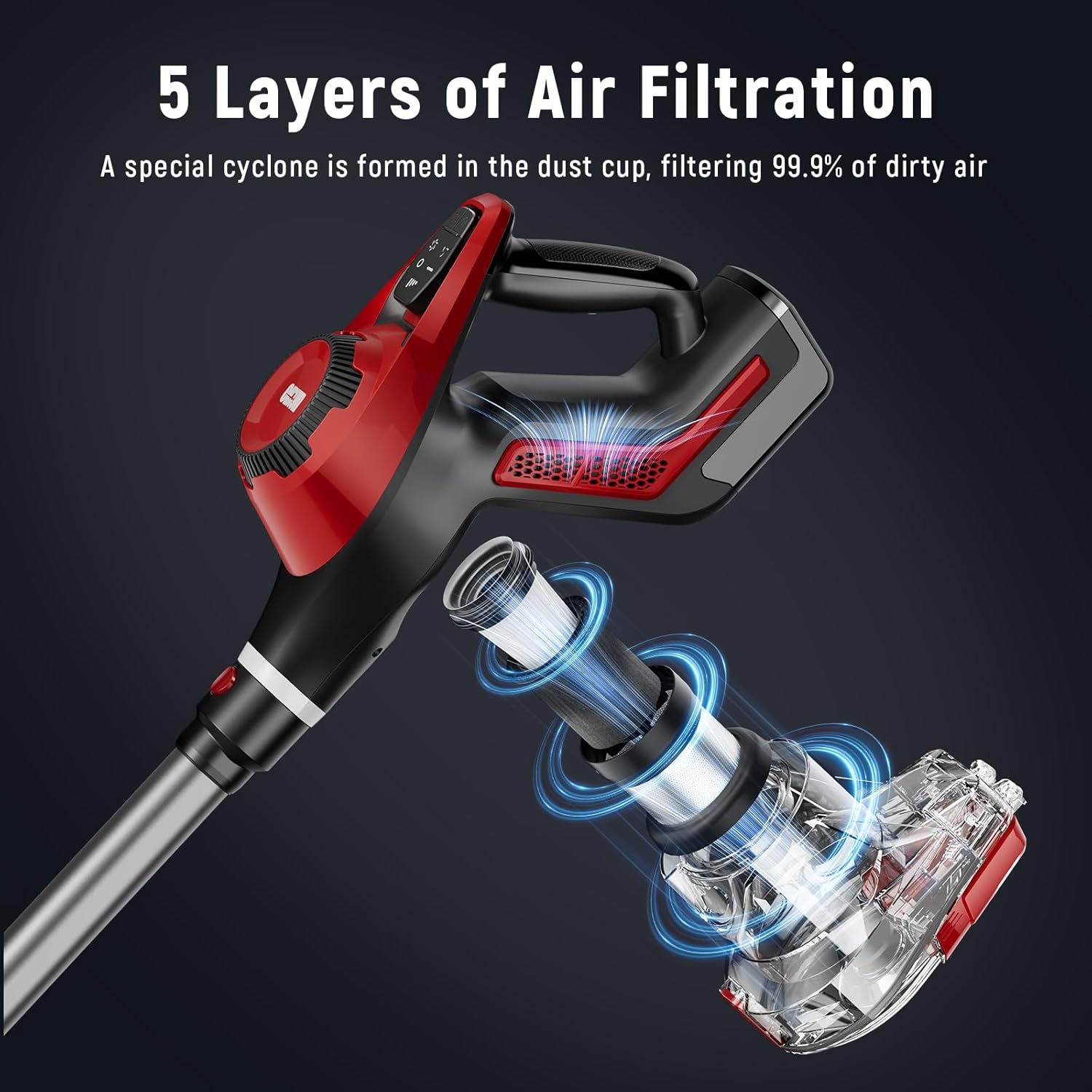 Curvymoon Vacuum Cleaners for Home, 30Kpa Cordless Stick Vacuum, Free-Standing & Smart Display, 55mins Max Runtime, Lightweight Handheld Vacuum for Pet Hair/Carpet/Hardwood Floor