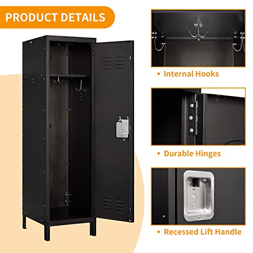Metal Storage Cabinet, Storage Locker Employees Locker with 4 Doors, 55" Height Steel Cabinet with Lockable Doors, Storage Cabinet with Adjustable Feet for Home Office Gym.