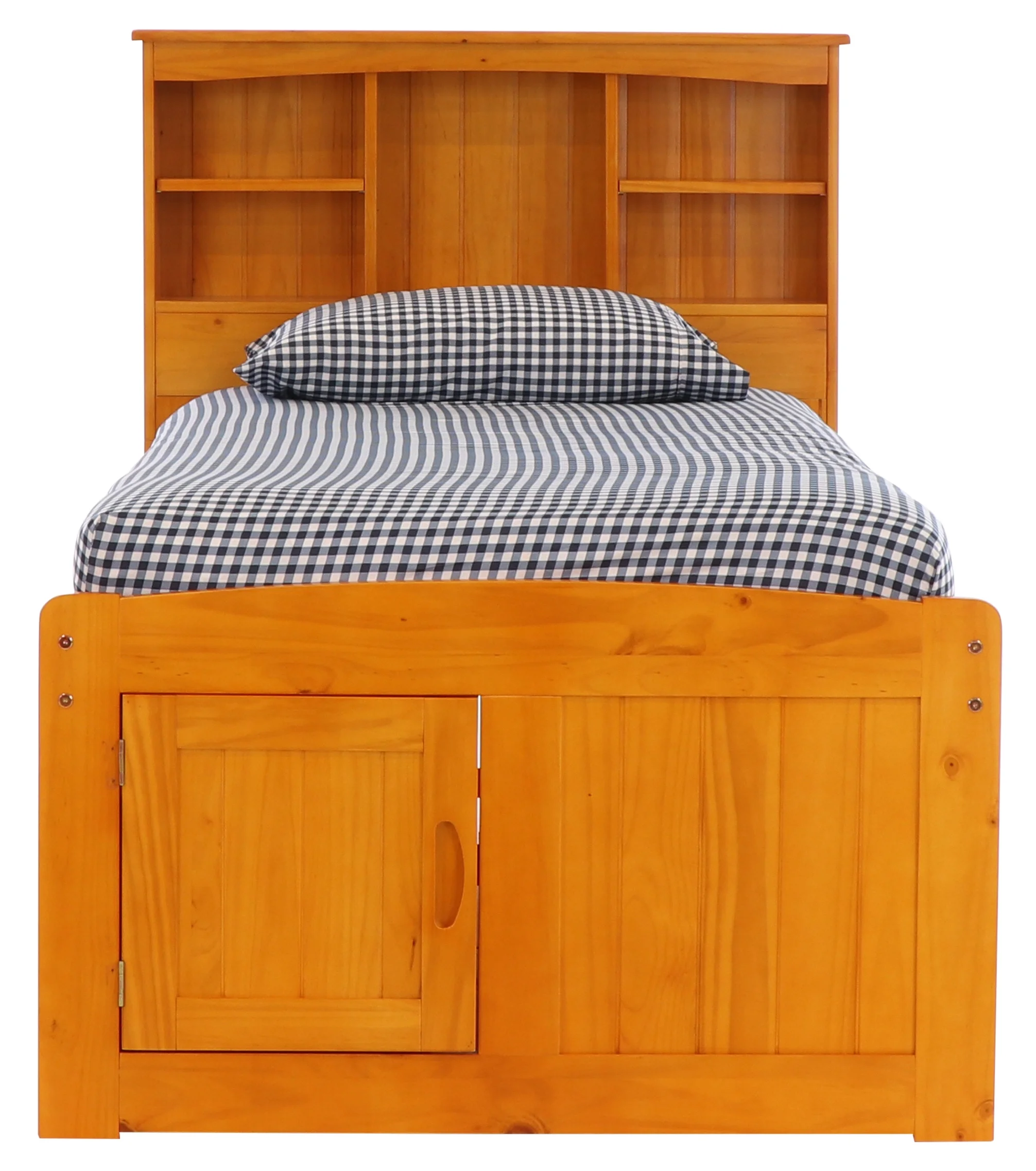 Discovery World Furniture Twin Bookcase Bed with 12 Drawers in Honey