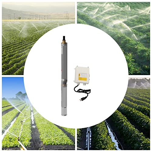Deep Well Submersible Pump, 0.75HP 110V/60Hz, 16GPM 295 ft Head, with 66ft Cable & External Control Box, 3 in Stainless Steel Water Pumps for Industrial, Irrigation, Home Use