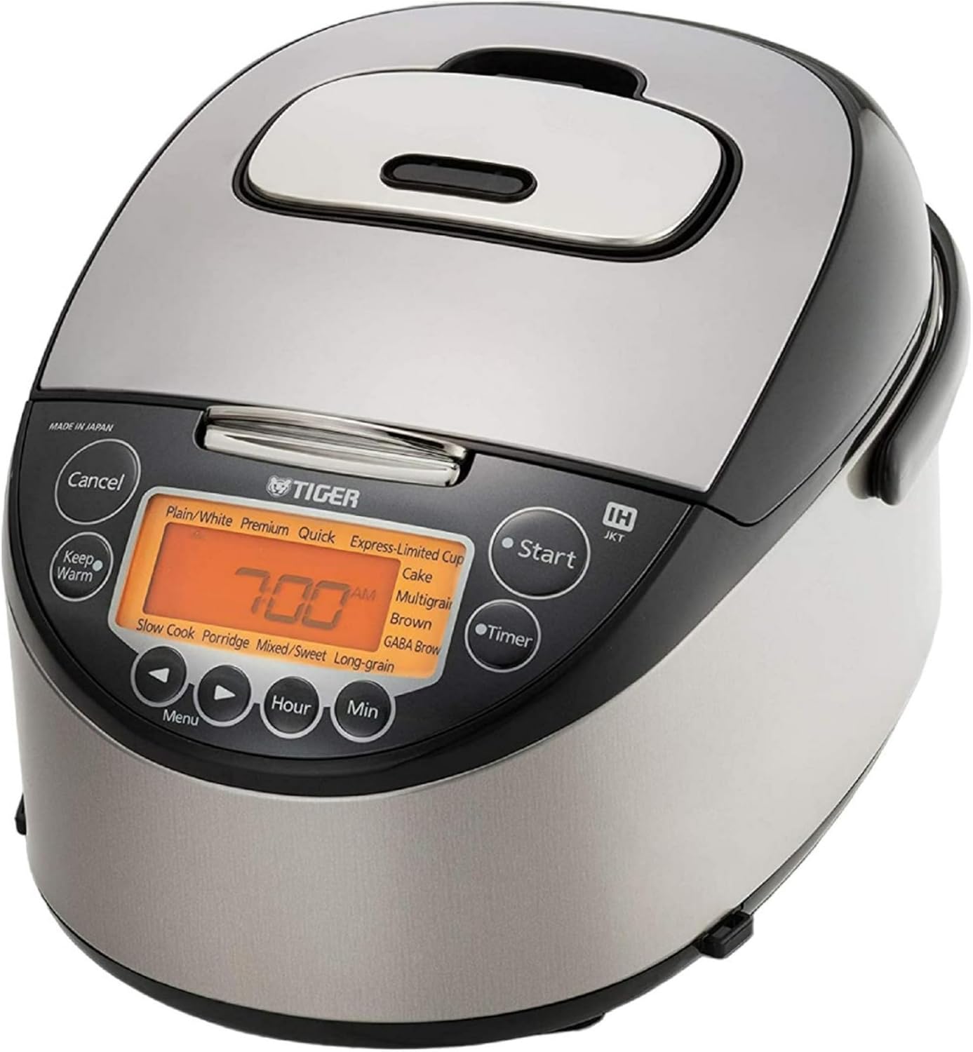 Tiger JKT-D18U 10-Cup Induction Heating Rice Cooker (Black and Stainless Steel) Bundle with Rice Washing Bowl and Bamboo Spoon (3 Items)