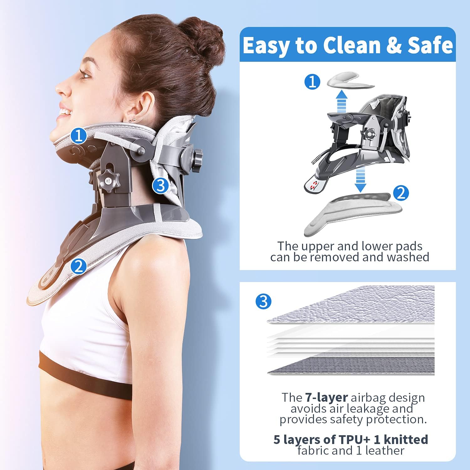 Cervical Neck Traction Device with 3 Power Traction + Airbag Support