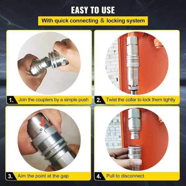 VEVOR Skid Steer Hydraulic Quick Connect 1/2 in. Body Hydraulic Coupler 1/2 in. NPT Hydraulic Coupling Quick Connect 2-Pairs - Shop Hardware Tools Online Store