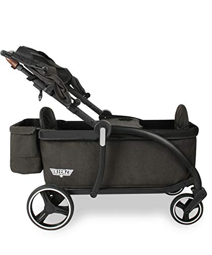 Keenz Class Stroller Wagon with Ergonomic Seats and 5-Point Safety Harnesses – Luxury Stroller Wagon for 2 – Lightweight Baby, Toddler & Big Kids Wagon with Removable Canopy & One Handed Folding