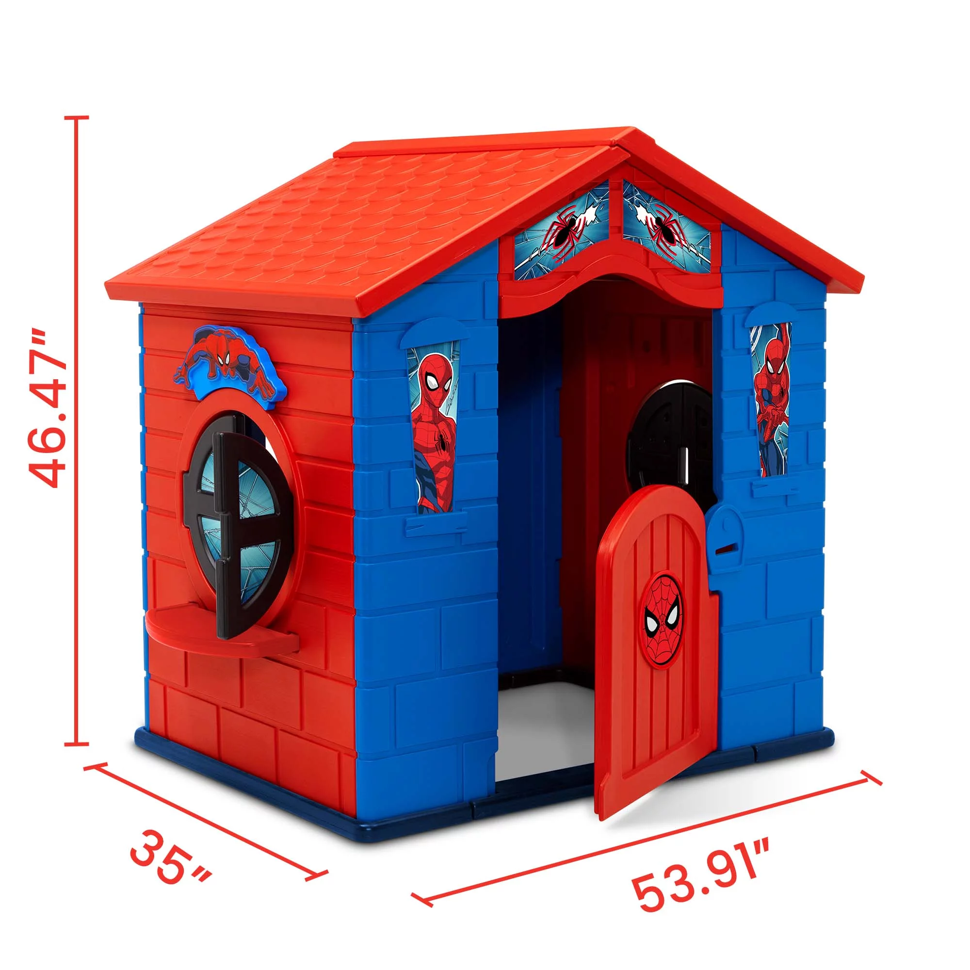 Marvel Spider-Man Plastic Indoor/Outdoor Playhouse with Easy Assembly by Delta Children, Blue/Red