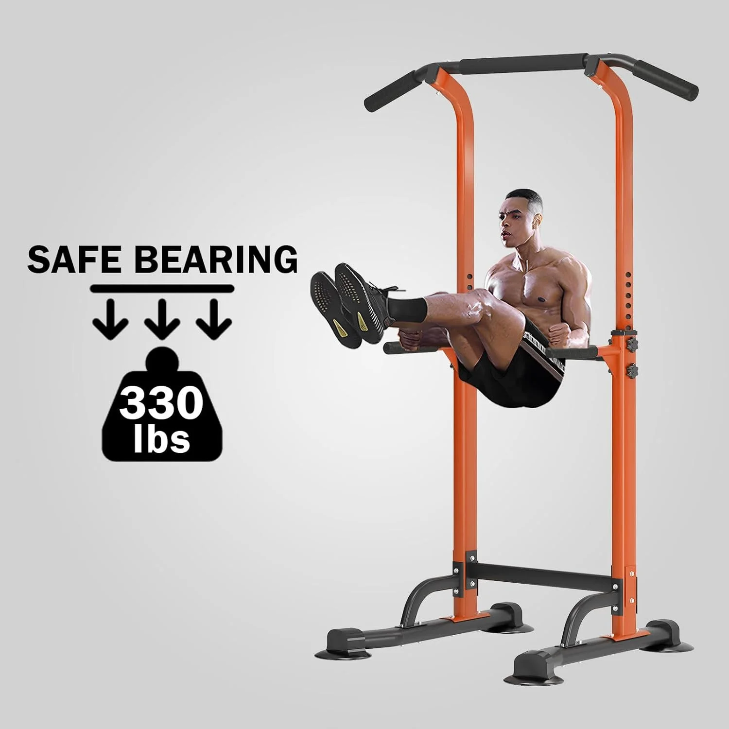 SOGES Height Adjustable Power Tower Dip Stands Pull up Bar Strength Training for Home Gym Black