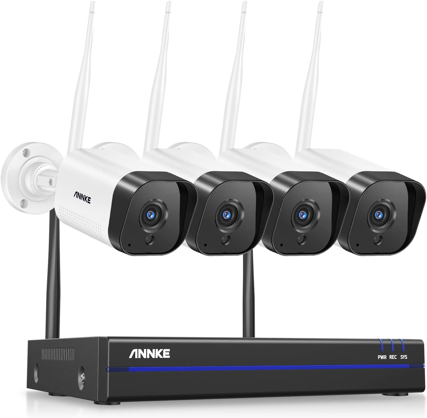 [Upgraded 2k] ANNKE 3MP Wireless Security Camera System, 8 Channel 5MP WiFi NVR with 4Pcs 3MP Weatherproof IP Cameras, Work with Alexa, 100ft Night Vision, Smart Motion Alerts, NO Hard Drive-WS300