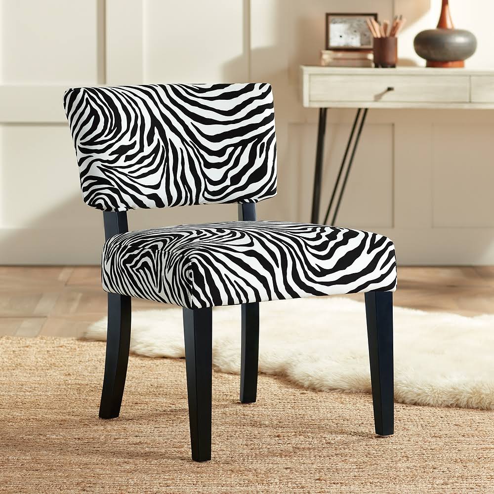 Studio 55D Zambia Zebra Print Accent Chair with Velvet Fabric