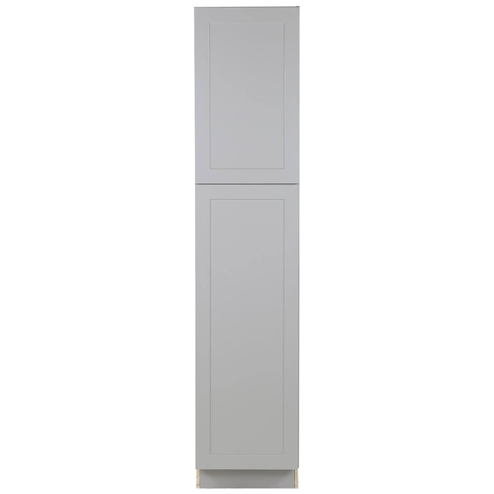 Hampton Bay Cambridge Shaker Assembled 18 in. x 84 in. x 24 in. Pantry Cabinet with Adjustable Shelves in Gray