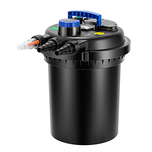 VIVOGROW Bio Pressure Pond Filter, Pond Filter System with Convenient Cleaning Crank Handle for Garden, Pool, Fishpond, Black
