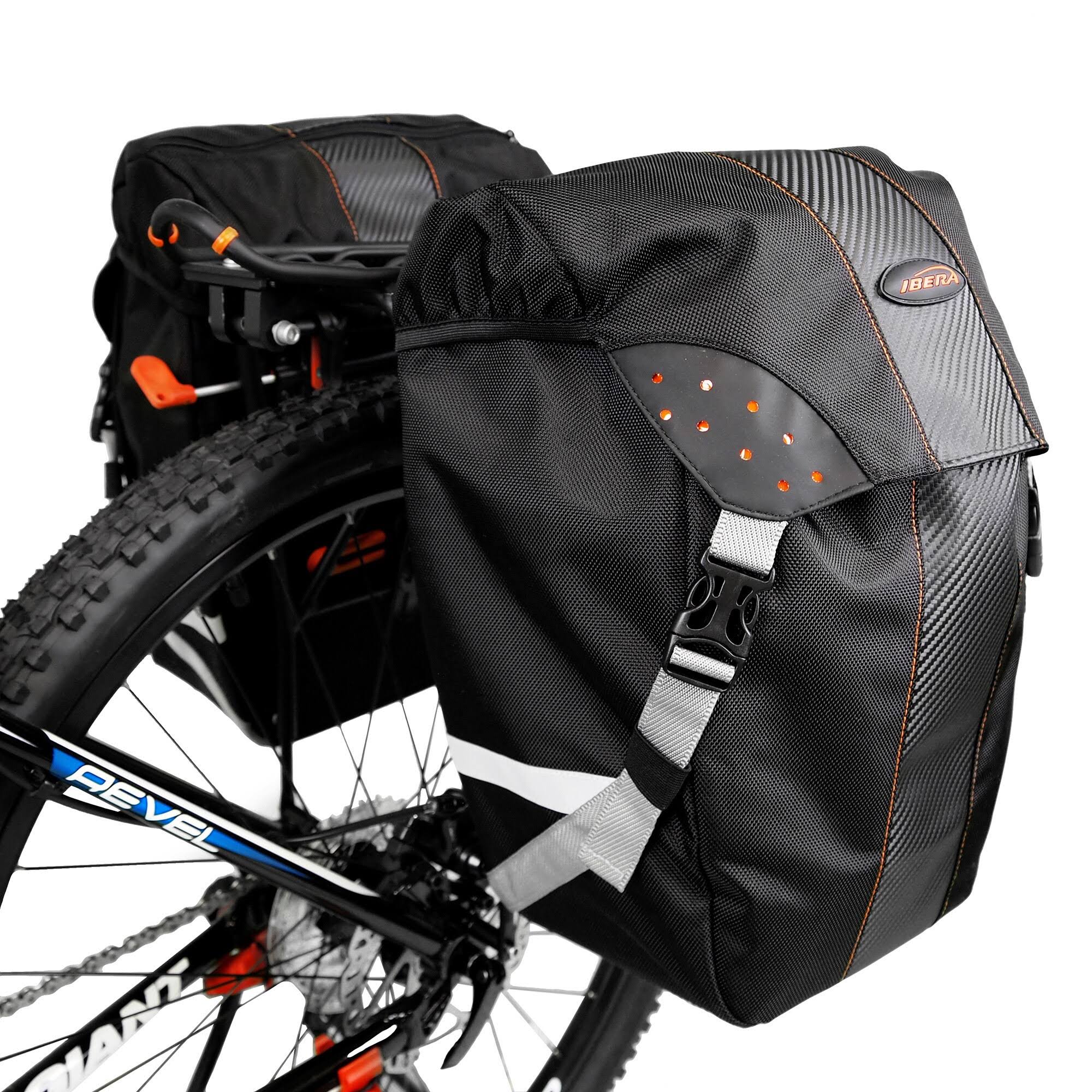 Ibera Bicycle Bag PakRak Clip-On Quick-Release All Weather Bike Panniers - Pair
