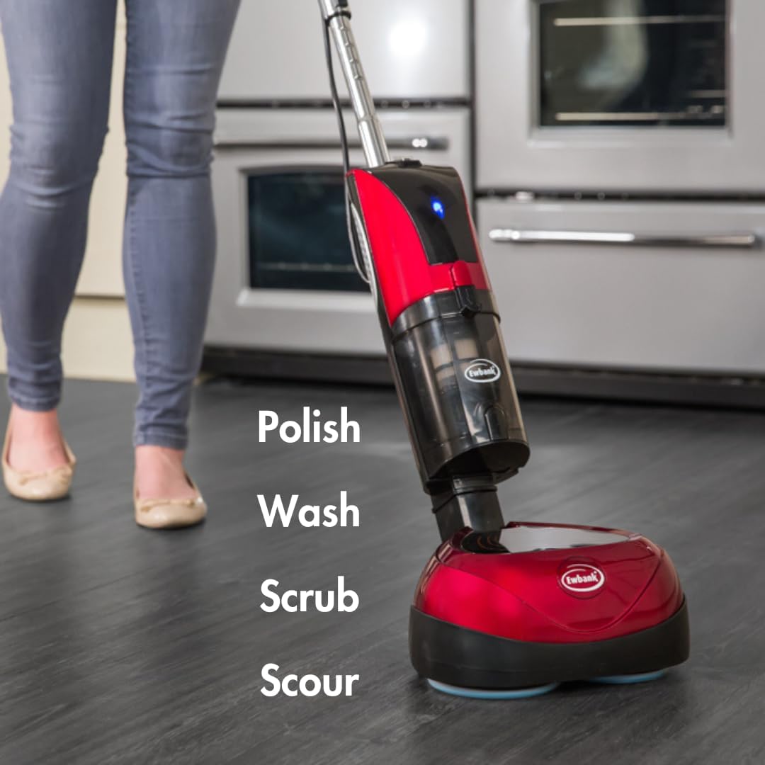 Ewbank EPV1100 4-in-1 Floor Cleaner, Scrubber, Polisher and Vacuum, Red Finish, 23-Foot Power Cord