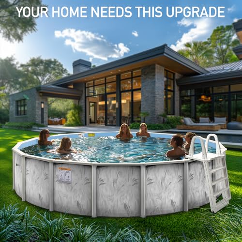 Hollowell Industries 52 Inch Deep Above Ground Pool - Above Ground Swimming Pool with Skimmer - Hard Sided Pool with Steel Wall Frame, Copper Bearing Steel Walls, Beautiful Plant Design