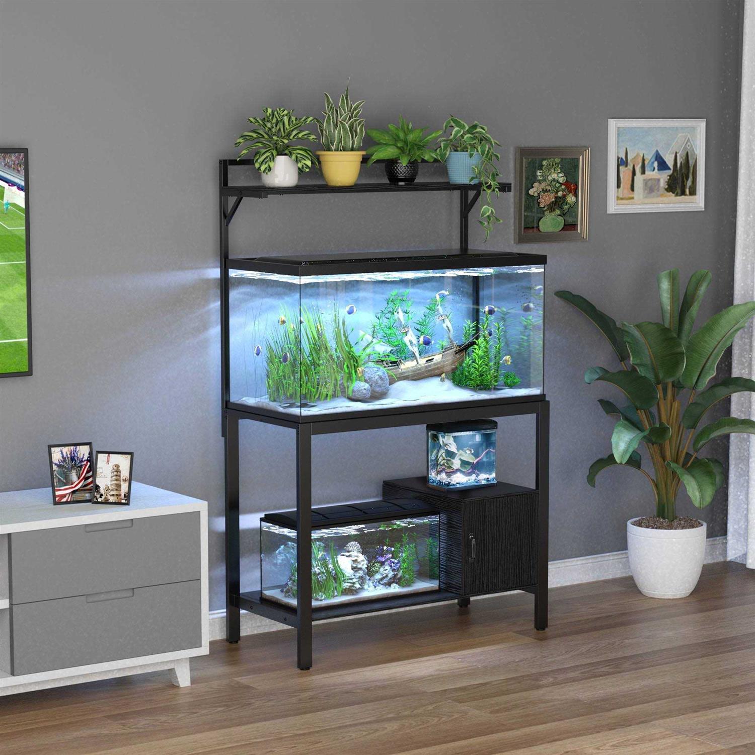 Gdlf 40-50 Gallon Fish Tank Stand with Plant Shelf Metal Aquarium Stand with Cubby Storage - Pet Supplies online store