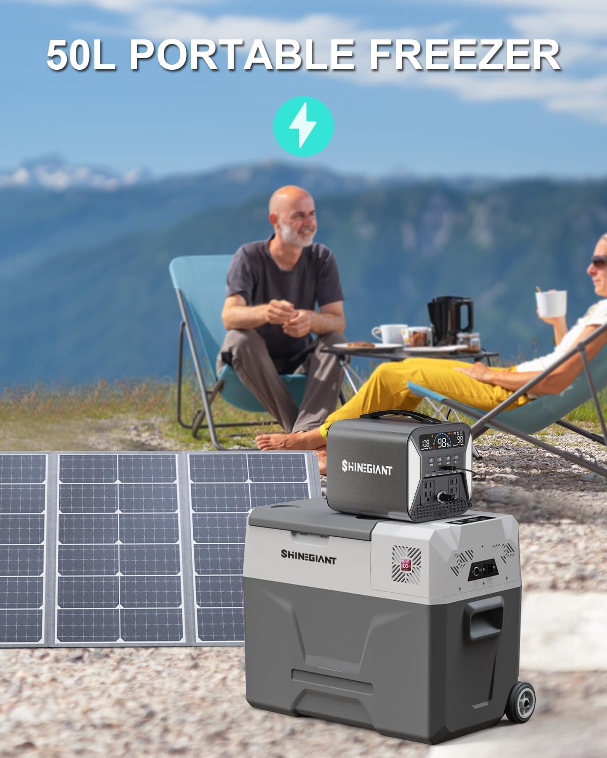 12 Volt Car Refrigerator, 53 Quart(50L) Portable Freezer Electric Cooler -4℉~68℉, Car Fridge 12/24V DC & 120-240V AC Portable Refrigerator, 12V Fridge for Car, Travel, Camping, Outdoor