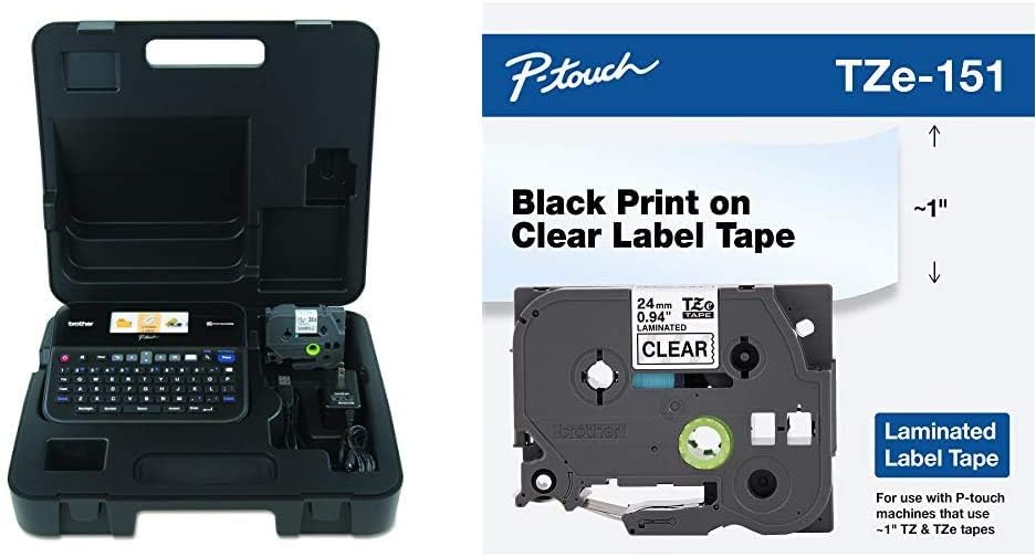 Brother P-touch, PTD600VP, PC-Connectable Label Maker with Full Color Graphical Display, Case, Split-Back Tapes, 14 Fonts, High-Resolution, Black