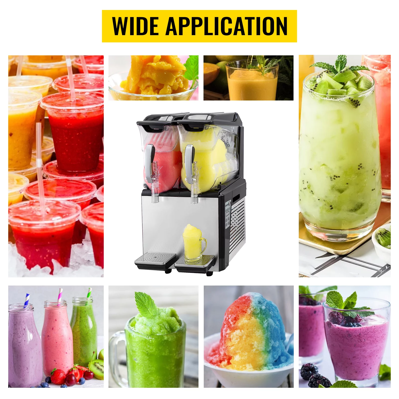 VEVORbrand Commercial Slushy Machines 20L,Slushy Machine 220V,Slush Frozen Drink Machine,Slushy Making Machine Double Tank Suitable for Commercial Use
