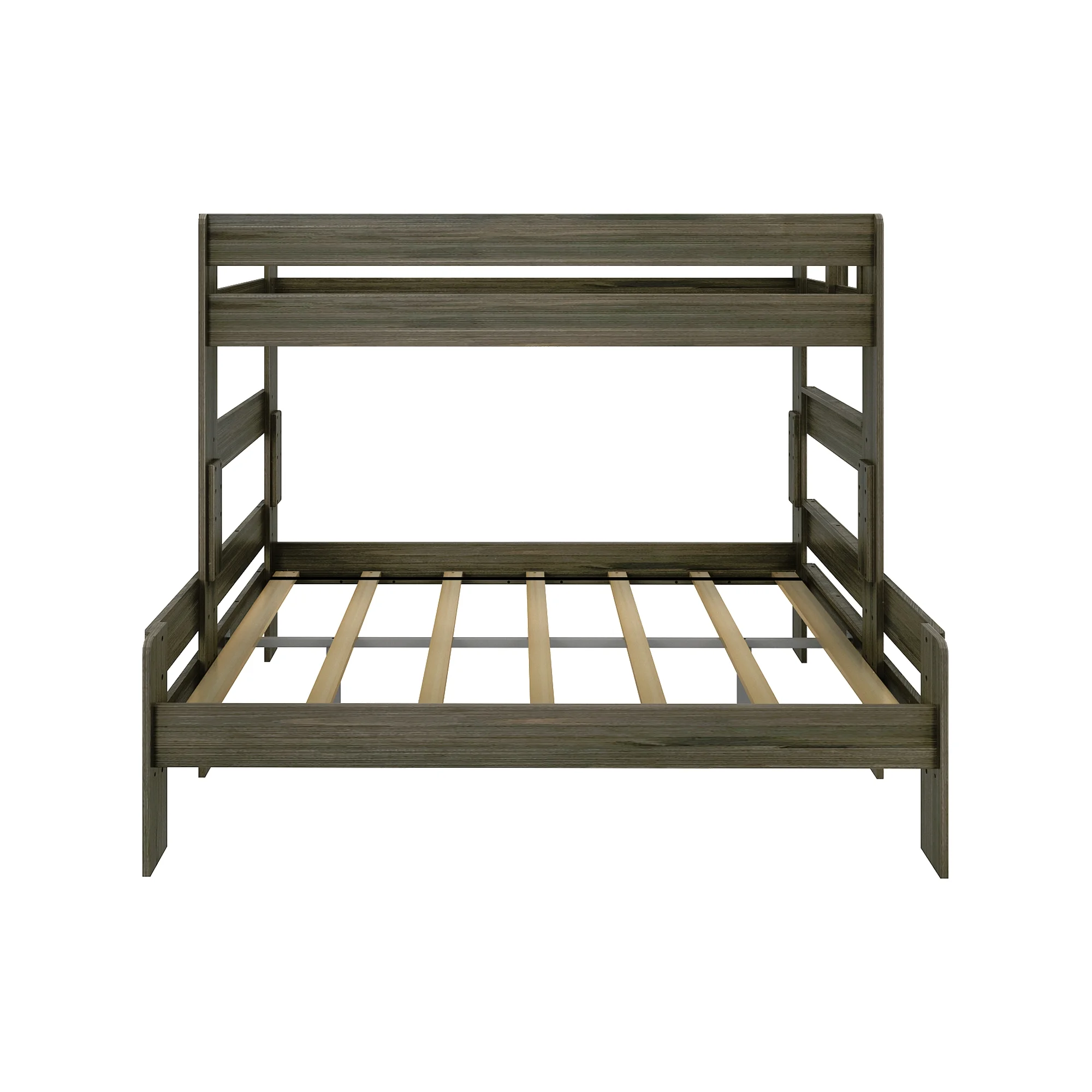 Max & Lily Bunk Bed, Twin XL Over Queen Modern Farmhouse Platform Bed Frame For Kids, Barnwood Brown