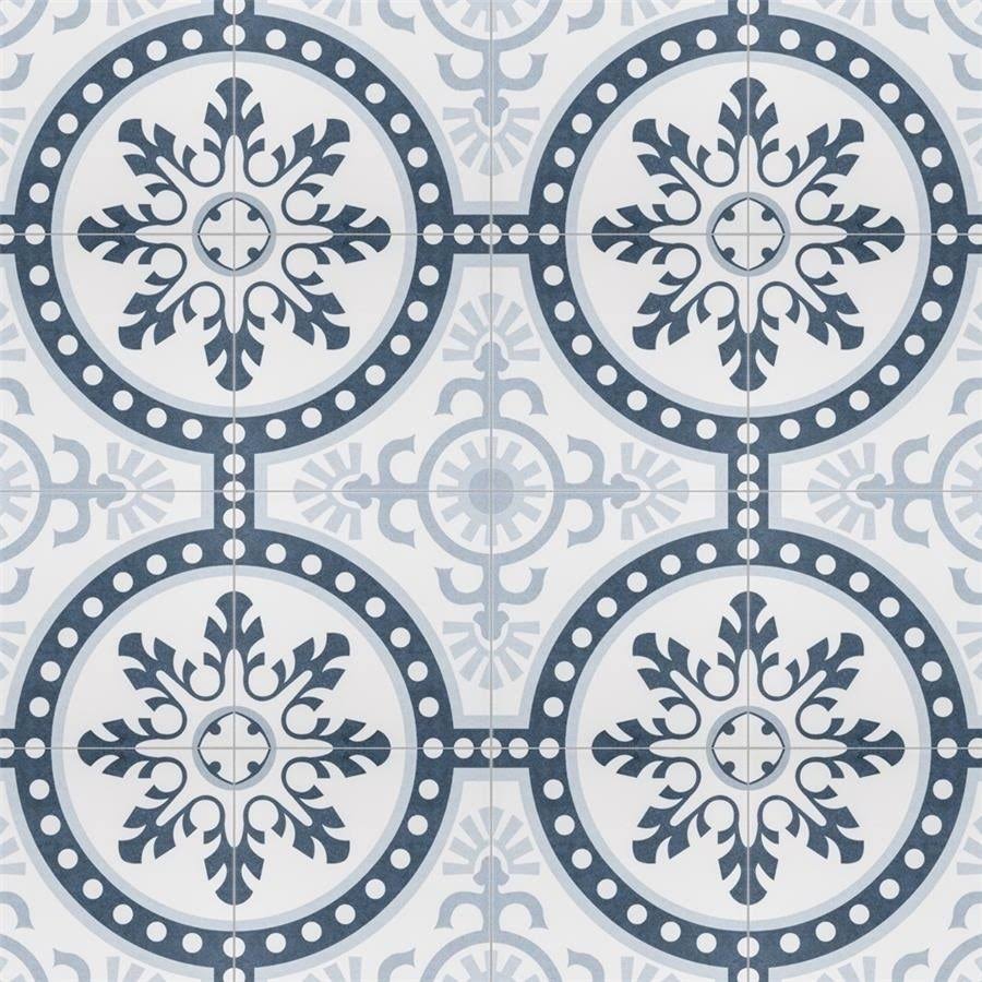 SomerTile Duart Artic Encaustic 9.75x22 x 9.75x22 Porcelain Floor and Wall Tile - Case (16 Tiles)