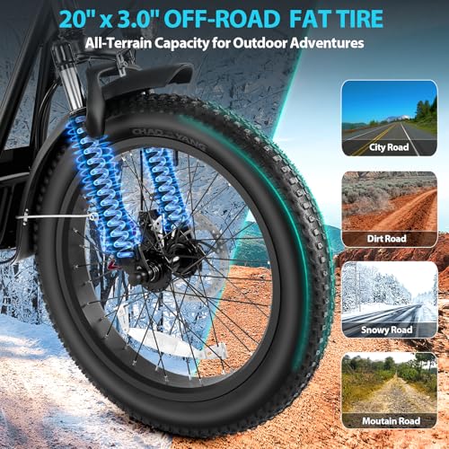 Caroma Peak 800W Foldable Electric Scooter Adults, 20" Fat Tire Electric Bike with 48V Battery, Up to 30Miles & 20MPH, Adult Electric Bicycles for Commuting with Basket&Adjustable Seat