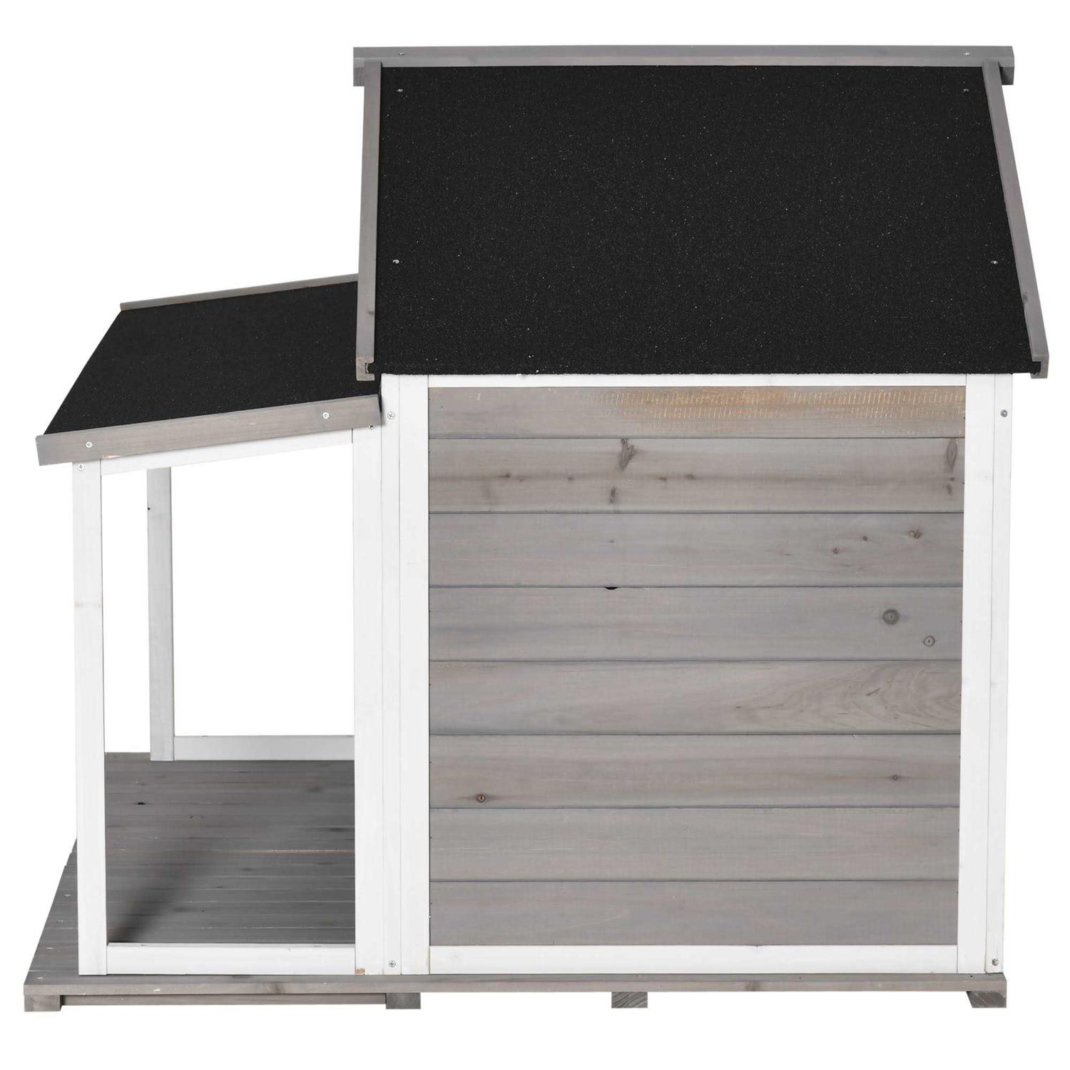 PawHut Outdoor Dog House Cabin Style Wooden Raised Pet Kennel with Asphalt Roof - Pet Supplies online store